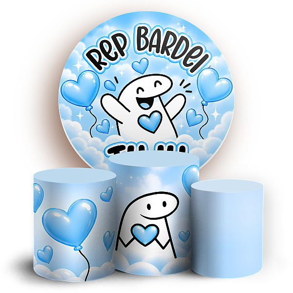 Capas Painel Redondo e Trio Cilindro Sublimado - Happy Birthday
