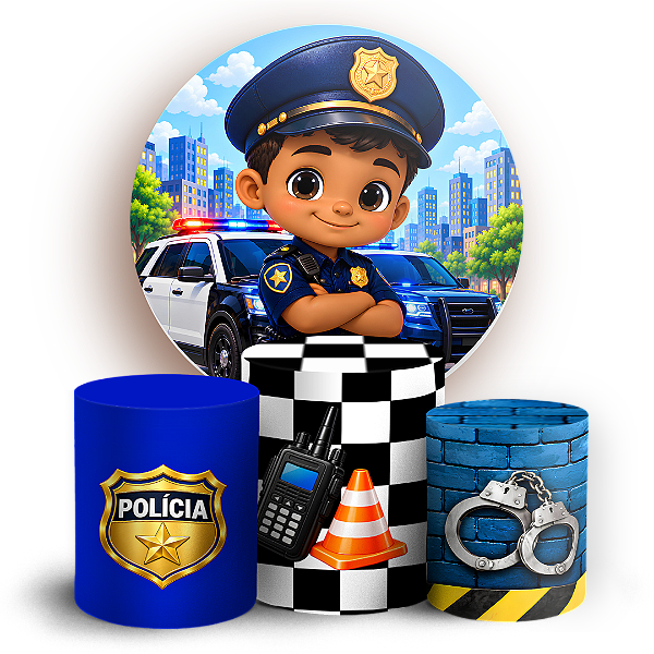 Capas Painel Redondo e Trio Cilindro Sublimado - Polícia