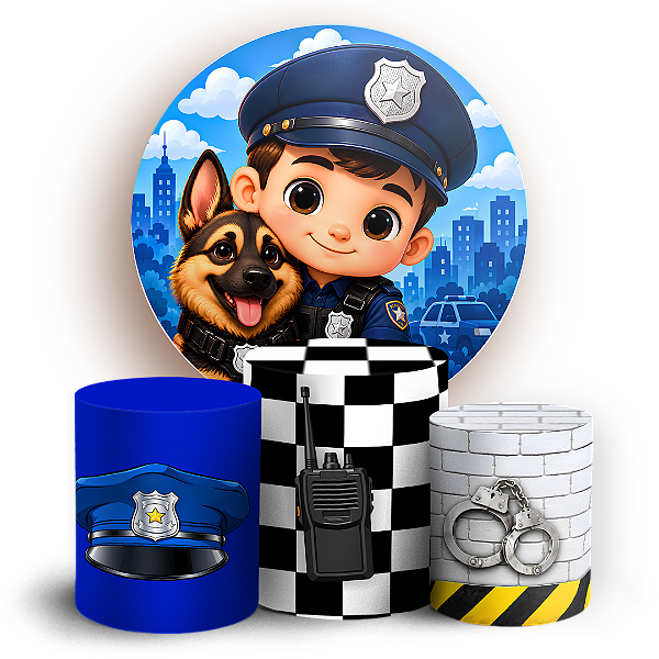 Capas Painel Redondo e Trio Cilindro Sublimado - Polícia