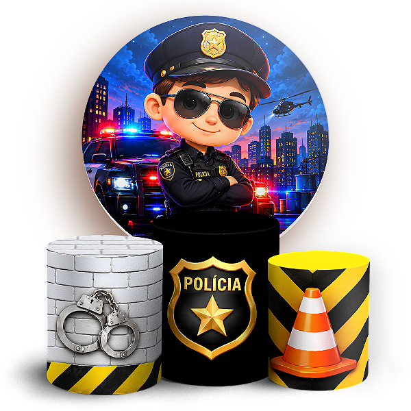 Capas Painel Redondo e Trio Cilindro Sublimado - Polícia