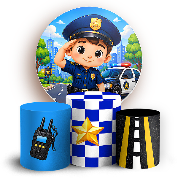 Capas Painel Redondo e Trio Cilindro Sublimado - Polícia
