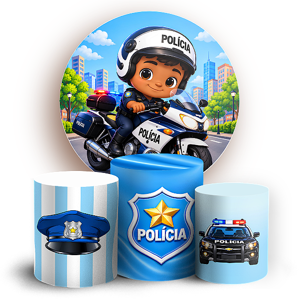 Capas Painel Redondo e Trio Cilindro Sublimado - Polícia
