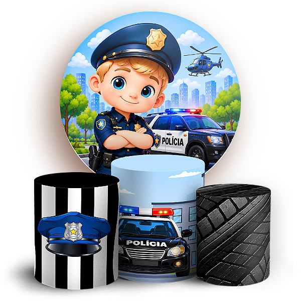 Capas Painel Redondo e Trio Cilindro Sublimado - Polícia