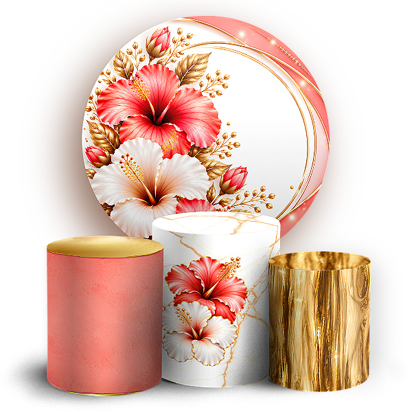 Capas Painel Redondo e Trio Cilindro Sublimado - Tropical Floral