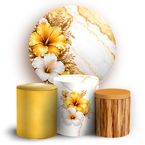 Capas Painel Redondo e Trio Cilindro Sublimado - Tropical Floral