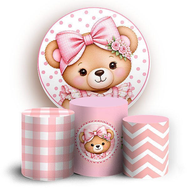 Capas Painel Redondo e Trio Cilindro Sublimado - Ursinho Oh Baby
