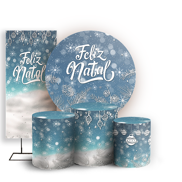 Capas Painel Redondo Trio Cilindro e Faixa Lateral Sublimado - Natal