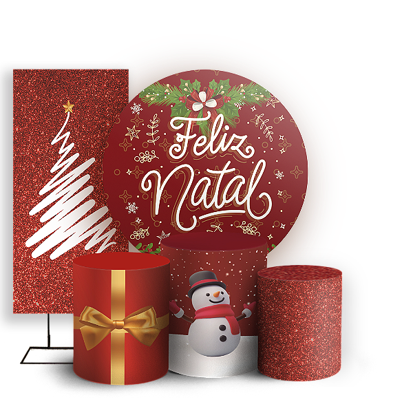 Capas Painel Redondo Trio Cilindro e Faixa Lateral Sublimado - Natal