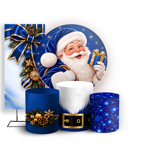 Capas Painel Redondo Trio Cilindro e Faixa Lateral Sublimado - Feliz Natal