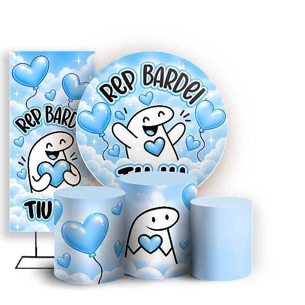 Capas Painel Redondo Trio Cilindro e Faixa Lateral Sublimado - Happy Birthday