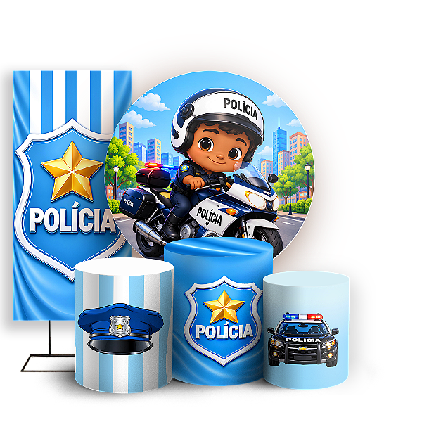 Capas Painel Redondo Trio Cilindro e Faixa Lateral Sublimado - Polícia