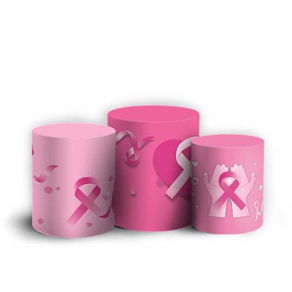 Capas Trio Cilindro Sublimado Veste Fácil - Outubro Rosa