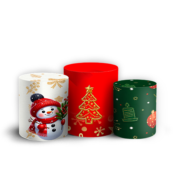 Capas Trio Cilindro Sublimado Veste Fácil - Feliz Natal
