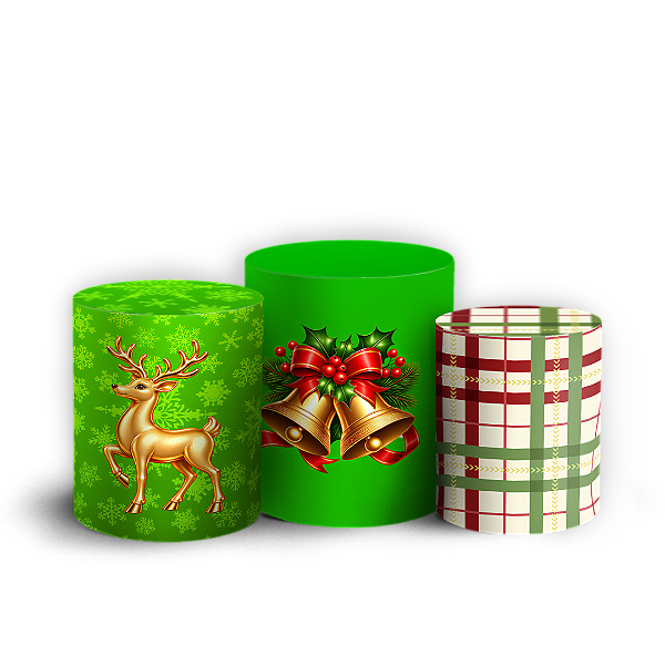 Capas Trio Cilindro Sublimado Veste Fácil - Natal Verde