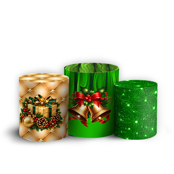 Capas Trio Cilindro Sublimado Veste Fácil - Natal Verde