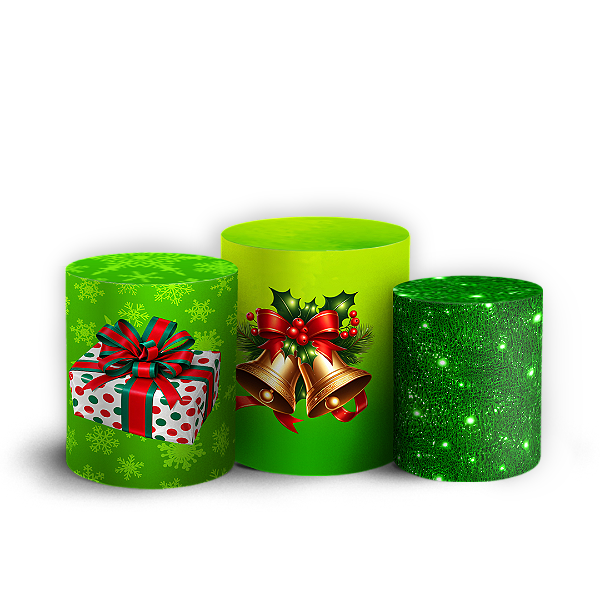 Capas Trio Cilindro Sublimado Veste Fácil - Natal Verde