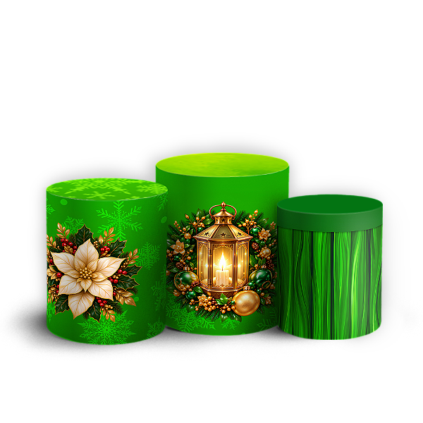 Capas Trio Cilindro Sublimado Veste Fácil - Natal Verde