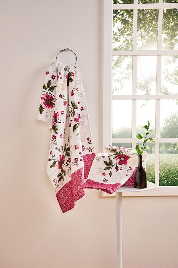 Toalha Felpuda De Rosto Estampa Treliça 48cm X 75cm Lepper