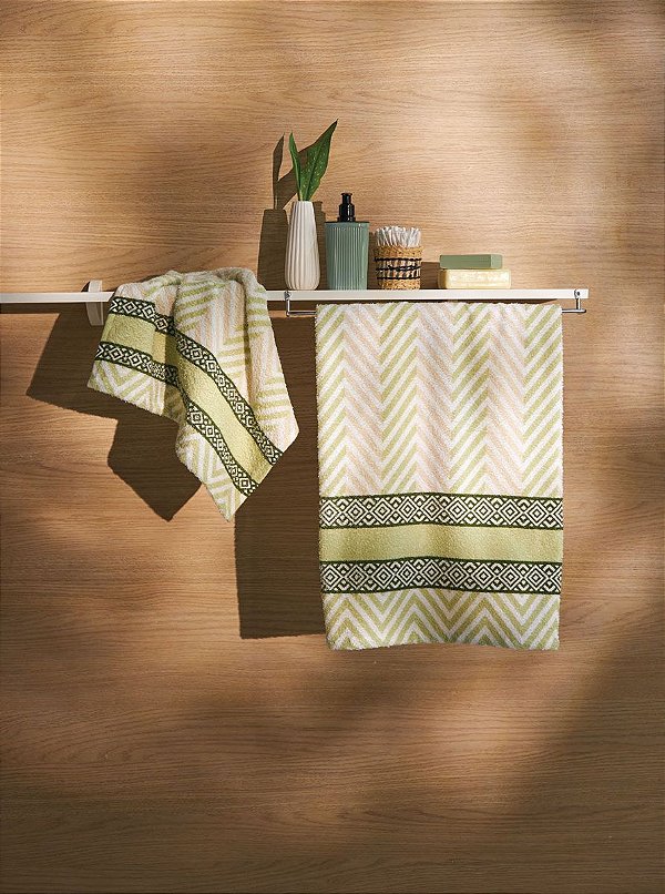 Toalha Felpuda De Rosto Estampa  Geometrico 48cmx75cm Lepper