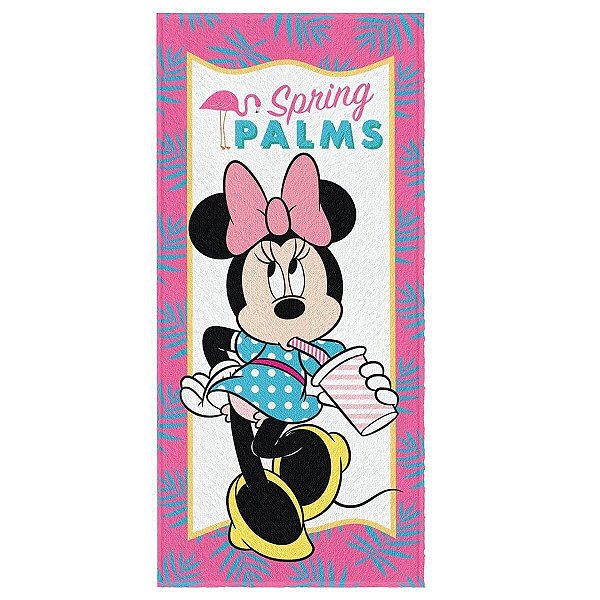 Toalha Banho Felpuda 60X1,20M Minnie Spring Palms Listrada