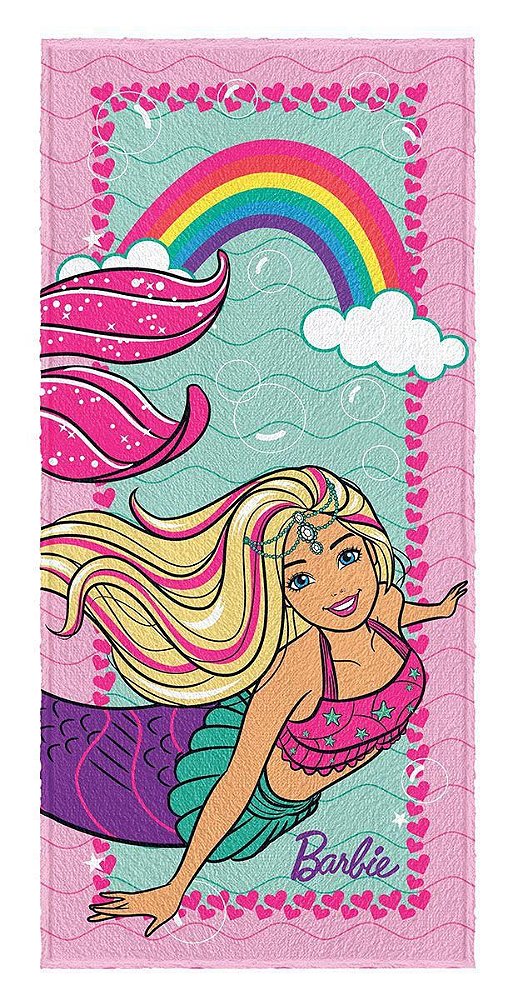 Toalha De Banho Infantil Barbie Reinos Magicos Sereia Rosa