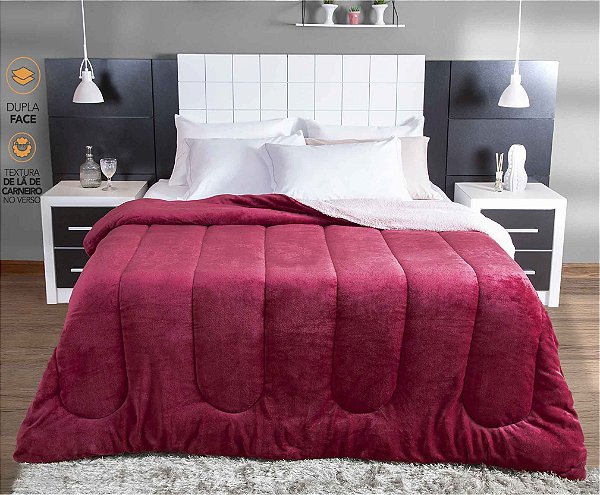 Coberdrom Dupla Face Com Sherpa Liso Qeen 2,20mx2,40m