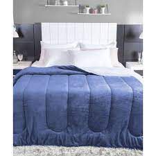 Coberdrom Dupla Face Com Sherpa Liso Queen 2,20mx2,40m Azul