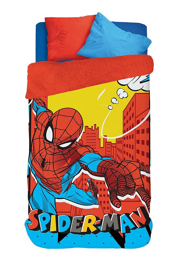 Coberdrom Infantil Homem-Aranha Flannel Dupla Face Lepper