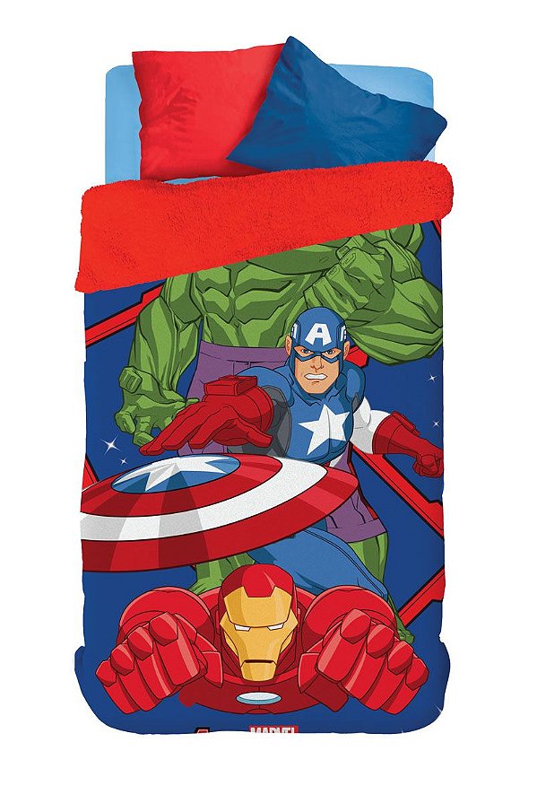 Coberdrom Infantil Avengers Flannel Dupla Face Lepper Soltei