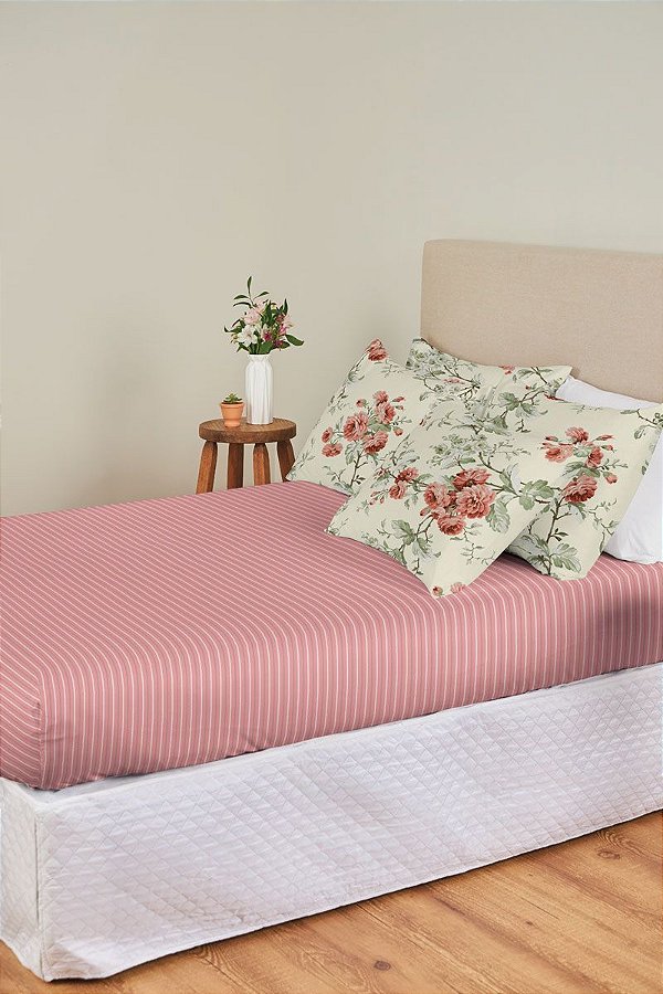 Jogo De Cama Solteiro Harmonia Microfibra Rosa 2 Peças
