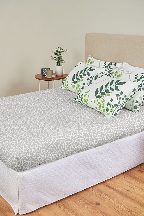 Jogo De Cama Casal Harmonia Microfibra Cinza 3 Peças