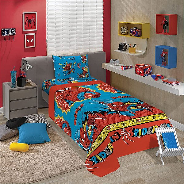 Jogo De Cama Microfibra Solteiro Estampado Spider Man 3Peças