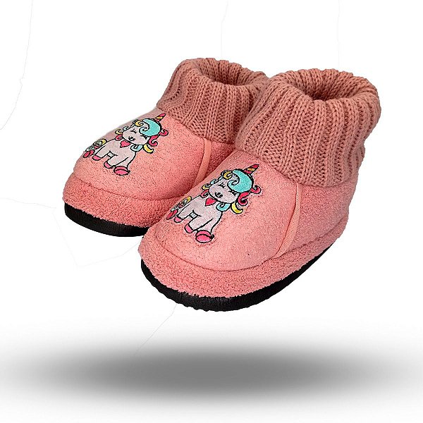 Bota Pantufa Infantil N 27/28 Unicornio Rosa
