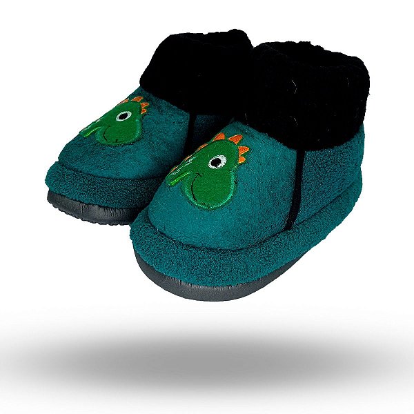 Bota Pantufa Infantil N 21/22 Dinossauro Verde