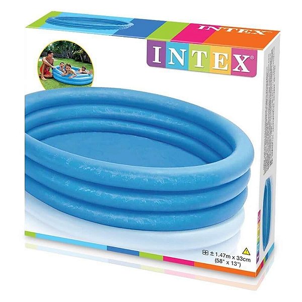 Piscina Inflável Com 3 Aros Azul Cristal 330L