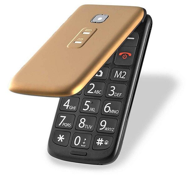 Celular Multilaser Flip Vita Dual Chip MP3 Dourado - P9043