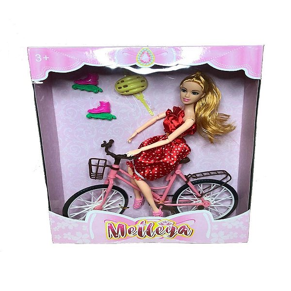 BONECA COM BICICLETA, PATINS E ACESSORIOS - FUTURO