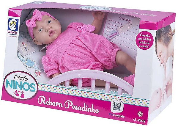 Boneca Coleção Ninos Reborn Pesadinho Menina - Cotiplas