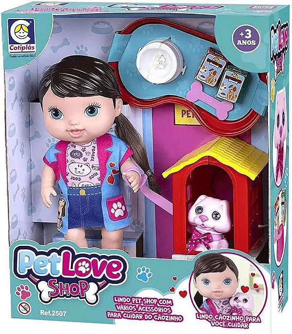 Boneca De Vinil Pet Love Shop Com Cachorrinho - Cotiplas