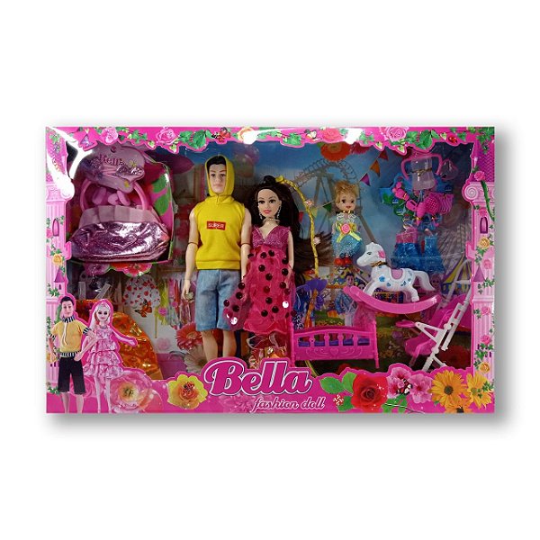 Boneca Grávida Estilo Barbie + 2 Bebês + Acessórios