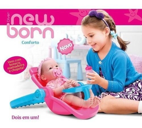 Boneca Diver New Born Bebe Conforto+cadeirinha De Passeio 8054