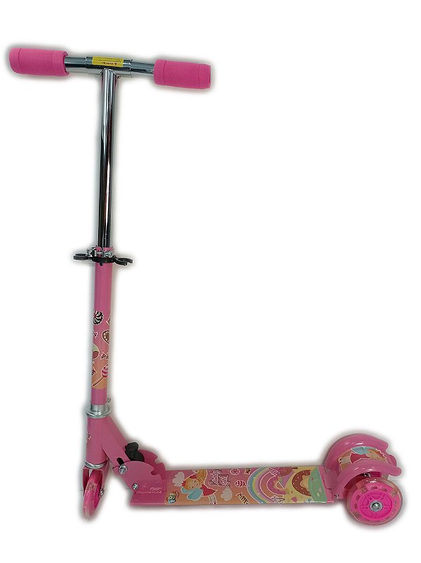 PATINETE DE FERRO 3 RODAS COM LUZ Rosa