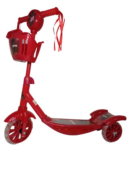 Patinete Infantil 03 Rodas Com Cesta, Musica e Luz Vermelho