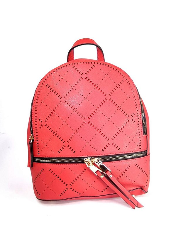 MOCHILA BOLSA FEMINIA VERMELHO BRILHANTE EM PU CHENSON
