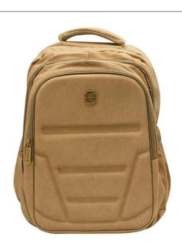 Mochila para notebook escolar de lona resistente Cor:Marrom