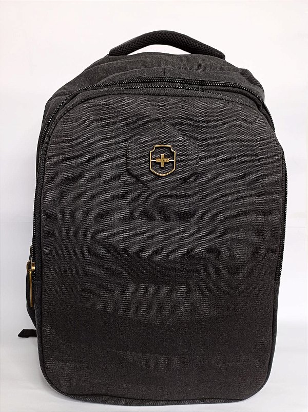 Mochila para notebook escolar de lona resistente Cor:Preto