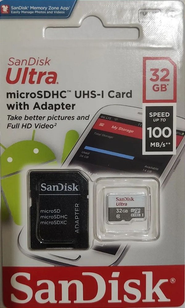 CARTÃO DE MEMORIA 32GB SANDISK