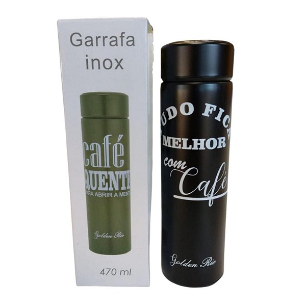 GARRAFA TERMICA DE INOX 470ML Preta