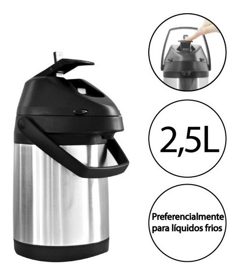 Garrafa Térmica Inox 2,5Litros Bebidas Aguá Chimarrão Tereré