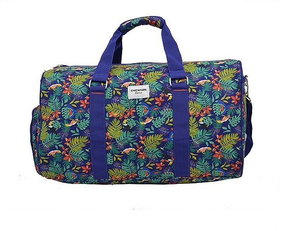 BOLSA MALA DE VIAGEM PEQUENA FLORAL AZUL CHENSON